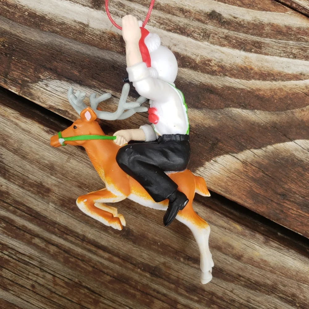 (3) Jack In The Box Ornaments- Jack In The Box Riding A Reindeer